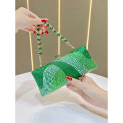 Fashion Trendy Party Bag Evening Shiny Rhinestone Clutch Phone Holder Large Capacity Women's Daily Use Glitter Party Bag