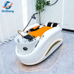 Premium All-in-One Head Spa Equipment, Electric Massage Shampoo Bed with LED Ambient Light for Hair Salon Store, Smart Furniture
