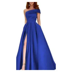 Robe de Soirée en Satin à Une Épaule Dénudée, Tenue de ixd'Anniversaire, Pommeau, Verte, Sexy, avec Fente Haute