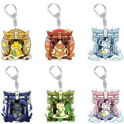 Creative Pokemon Anime Acrylic Pendant Keychain Sylveon Eevee Glaceon Espeon Flareon Vaporeon Jolteon Leafeon Accessories