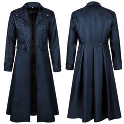 Retrò Vintage Punk Gotico Medievale Cappotto Smoking Frac Lunghe Ebenezer Scrooge Vampiro Cavaliere Costume Per uomo Stile Steampunk Halloween Performance LARP Fiera Rinascimentale Adulti Cappotto