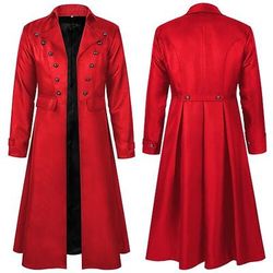 Retrò Vintage Punk Gotico Medievale Cappotto Smoking Frac Lunghe Ebenezer Scrooge Vampiro Cavaliere Costume Per uomo Stile Steampunk Halloween Performance LARP Fiera Rinascimentale Adulti Cappotto