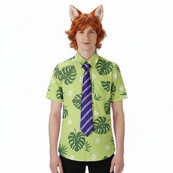 Detective degli animali Volpe rossa Ufficiale Fox Costume di fantasia Camicie Hawaiane Camicia Aloha Casual for Per uomo Adulti Carnevale Feste Performance