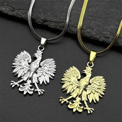 Poland National Emblem Symbol Eagle Pendant Necklaces for Women Men Gold Silver Color Stainless Steel Polska Party Jewelry Gift