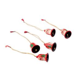 Santa Claus Jingle,'Handcrafted Santa Papier Mache Jingle Bell Ornaments'