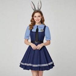 Detective degli animali Coniglietto Donna di polizia Costume Cosplay Abiti Film d'avventura Cosplay Costumi a Tema Film e TV for Per donna Ragazze Adulti Bambini Halloween Carnevale Performance