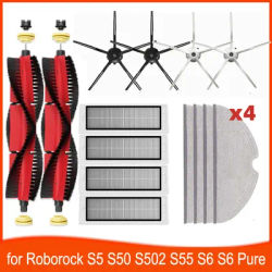 Brush Mops Hepa Filters for Roborock S5 S50 S502 S55 S6 Pure E4 for Robot 1S SDJQR01RR Vacuum Cleaner Accessories