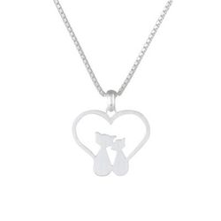 Cats in Love,'Loving Sterling Silver Cat Pendant Necklace from Thailand'