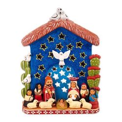 'Hand-Painted Ceramic Holy Family Christmas Nativity Scene'