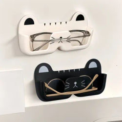Cute Cat Glasses Storage Rack, Household Portable Glasses Storage Box, Wall Mounted Non Perforated Sunglasses Storage Rack