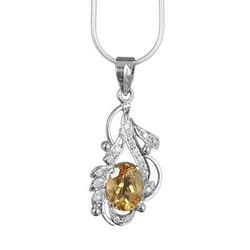 Citrine pendant necklace, 'Jaipur Sun'