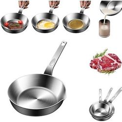Mini padella per uova in acciaio inox 316 con beccuccio, piccola padella per frittate per burro e salse, compatibile con fornelli a gas e a induzione, solo lavaggio a mano
