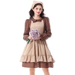 250° anniversario USA 19° secolo anni 1800 Abito da prateria Set cuffia e grembiule Lunghe Ragazza pioniera Coloniale Pioniere Guerra rivoluzionaria Costume Per donna Halloween Carnevale 4 luglio