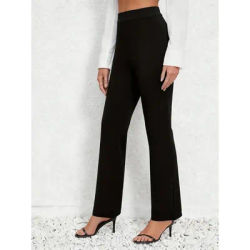 Pantalon large taille haute pour femme, tendance 2026, noir, slim, décontracté, pour le bureau, extensible, avec fente, pantalon de travail