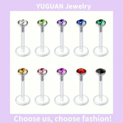 10pcs Acrylic Plastic Lip Studs Ear Studs Pack Transparent spot drill 16gauge*6/8/10/12mm Body Piercing Jewelry