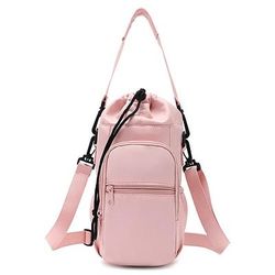Borsa da donna in nylon impermeabile per borraccia con tasca per telefono, tracolla multicolore per fitness, sport, escursionismo e uso casual, tracolla regolabile e portabevande da viaggio.