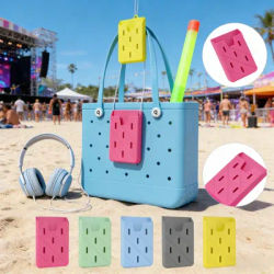 Mini sac de plage en caoutchouc EVA, support pour téléphone, pochette de maquillage étanche, conteneur de lunettes de soleil, panier de pique-nique, sac de plage en gelée, accessoire