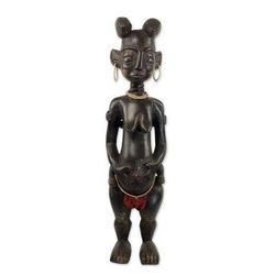 Yoodi,'Hand Carved Wooden African Fertility Sculpture from Ghana'