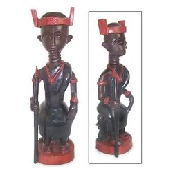 Wood sculpture, 'The King Holds Court'