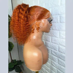 Glueless Ginger Orange Soft Preplucked 26Inch 180Density Body Wave Synthetic Lace Front Wig With Baby Hair Daily Heat Resistant