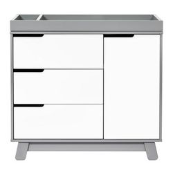 Babyletto Hudson 3-Drawer Changer Dresser, KD w/Removable Changing Tray in Grey/White