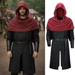 Medievale Rinascimento Costume di fantasia Parabraccia Tunica Guerriero Vichingo Costume Per uomo Halloween Carnevale Performance LARP Fiera Rinascimentale Adulti Costume