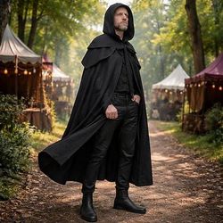Gotico Retrò Vintage Medievale Lunghezza al pavimento Mantello Cavaliere Costume Unisex Halloween Carnevale Feste Mascherata Fiera Rinascimentale Adulti Mantello