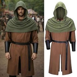 Medievale Rinascimento Costume di fantasia Parabraccia Tunica Guerriero Vichingo Costume Per uomo Halloween Carnevale Performance LARP Fiera Rinascimentale Adulti Costume
