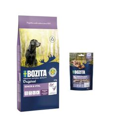 12 kg Bozita Original + 2 x 70 g Meaty Bites gratis! - Senior & Vital con Pollo - senza frumento