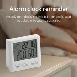 0~50 ℃ Compteur de température et d'humidité LCD 20 ~ 95% RH, thermomètre magnétique, moniteur, horloge multifonction, maison, cuisine, intérieur