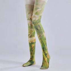 Printemps peinture à l'huile Style imprimé femmes collants mode vert pastoralisme Art dames personnalité haute élastique confort collants