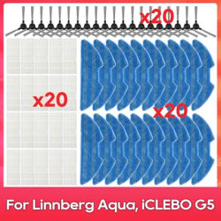 Compatible For ( Linnberg Aqua, iCLEBO G5 ) Roller Side Brush Filter Mop Cloths Robot Vacuum Cleaner Spare Part Accessory