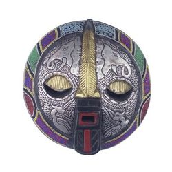 Kharyisile,'Ghanaian Aluminum and Recycled Glass Beaded Animal Wall Mask'