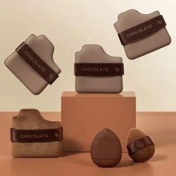 6 Pieces Of Chocolate Puff Sponge Set Multifunctional Makeup Set Soft And Wet Air Cushion Velvet Design Cosmetic Tools