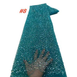 Tissu africain en dentelle à paillettes vertes, Tulle français, tissu nigérian en dentelle brodée à la mode pour robes de soirée de mariage