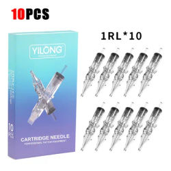 Yilong10pcs Tattoo Disposable Transparent Needles Cartridge Series For Tattoo Machine For Eyebrow Eyeliner Permanent Makeup