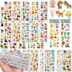6-24pcs Cartoon Animal Styles Bubble Stickers 3D Cartoon Creative Self-adhesive Graffiti Stickers Student Reward Stickers