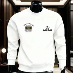 Sweat-shirt à col rond en pur coton haut de gamme Lexus, haut à manches longues imprimé tendance, décontracté et polyvalent, coupe ajustée