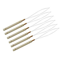 6 Pcs Hair Extension Loop Needle Threader Wire Pulling Hook Tool Micro Rings Nano Beads Device Tool for Feathers Extensions