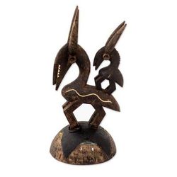 Bambara,'Hand Carved Sese Wood Sculpture'