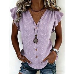 Per donna Camicia Floreale Grafico Vintage Moda Elegante Senza Maniche Manica Corta Scollo a V Top Regolari Quotidiano Uscire Weekend Blu Rosa Viola Verde Estate Primavera