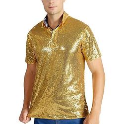 Retrò Vintage Anni '70 Rave T-shirt Polo Maniche corte Disco Paillettes Costume Per uomo Halloween Carnevale Festival Musicale Parata dell'Orgoglio Mese dell'orgoglio Adulti Maglietta Primavera