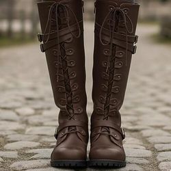 Medievale Rinascimento Steampunk A stivale Cavaliere Celtico Costume Per donna Halloween Carnevale Performance LARP Fiera Rinascimentale Adulti Scarpe
