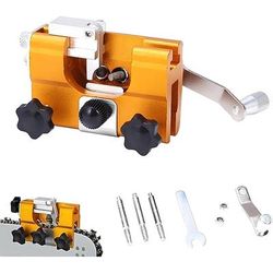 Set affilacatene portatile (con 3 teste abrasive), dispositivo per affilare catene di motosega per impieghi gravosi, dotato di teste abrasive sia a grana grossa che fine, utensile manuale per motosega