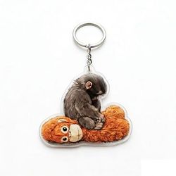 Portachiavi Protect Punch The Monkey Meme portachiavi in peluche Punch Monkey Meme ornamento Baby Monkey Memes Punch portachiavi appeso a tema animale per zaino