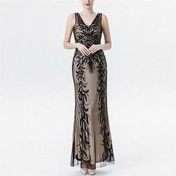Anni Ruggenti Anni 1920 Lunghezza alla caviglia Lunghezza lunga Vestito Abito da sera Cortissima Il grande Gatsby Charleston Invitato al matrimonio Paillettes Paillettes Costume Per donna Mascherata