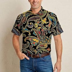 Retrò Vintage Hippie Anni '70 Camicia Maniche corte Hippie Paisley Etnico Costume Per uomo Festival Musicale Feste Abbigliamento quotidiano Adulti Camicia Primavera Estate