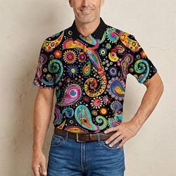 Retrò Vintage Hippie Anni '70 Camicia Maniche corte Hippie Paisley Etnico Costume Per uomo Festival Musicale Feste Abbigliamento quotidiano Adulti Camicia Primavera Estate