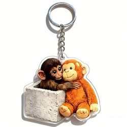 Portachiavi Protect Punch The Monkey Meme portachiavi in peluche Punch Monkey Meme ornamento Baby Monkey Memes Punch portachiavi appeso a tema animale per zaino