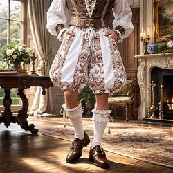 Medievale Rinascimento elisabettiano Pantaloni Principe Vampiro Nobile Costume Per uomo Reale Halloween Carnevale Mascherata Fiera Rinascimentale LARP Adulti Pantaloni